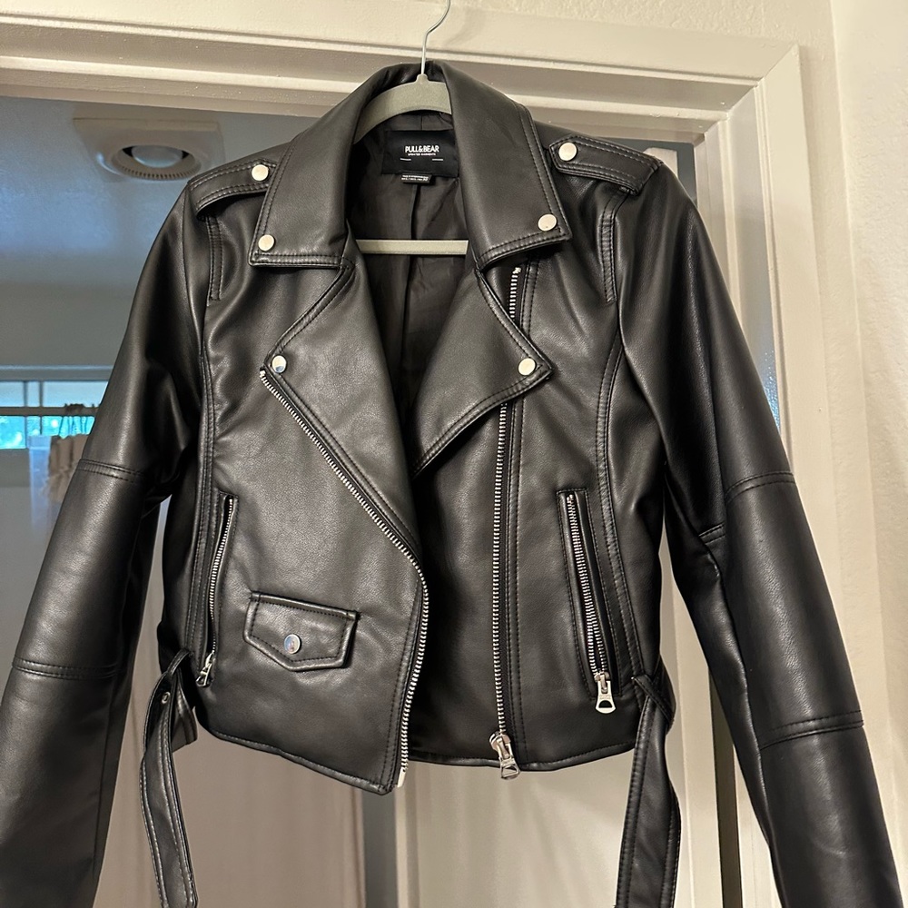 Black faux leather jacket
